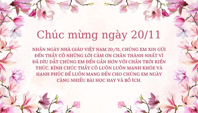 Hình ảnh thiệp 20/11 đẹp nhất tặng thầy cô giáo