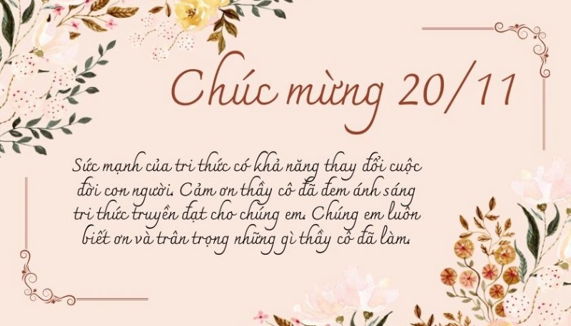 Hình ảnh thiệp 20/11 đẹp nhất tặng thầy cô giáo