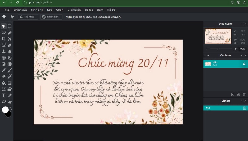 Công cụ làm hình ảnh thiệp 20/11