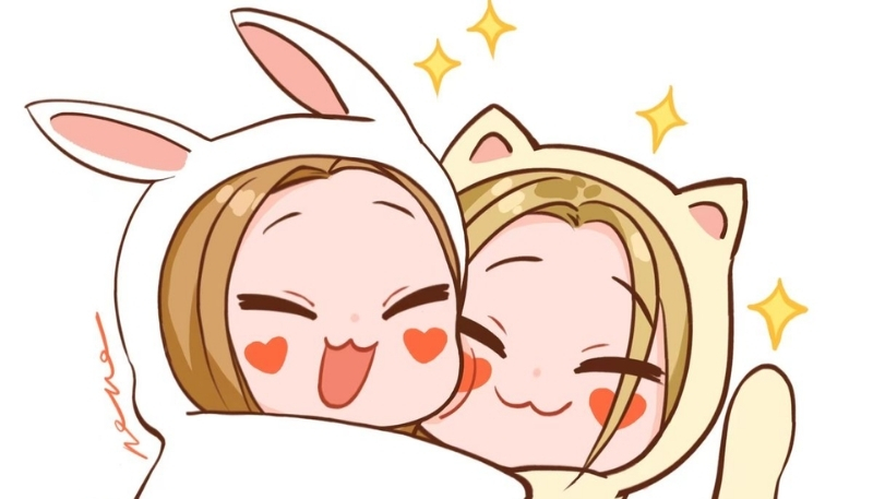 hình nền bạn thân chibi đáng yêu chất lượng cao