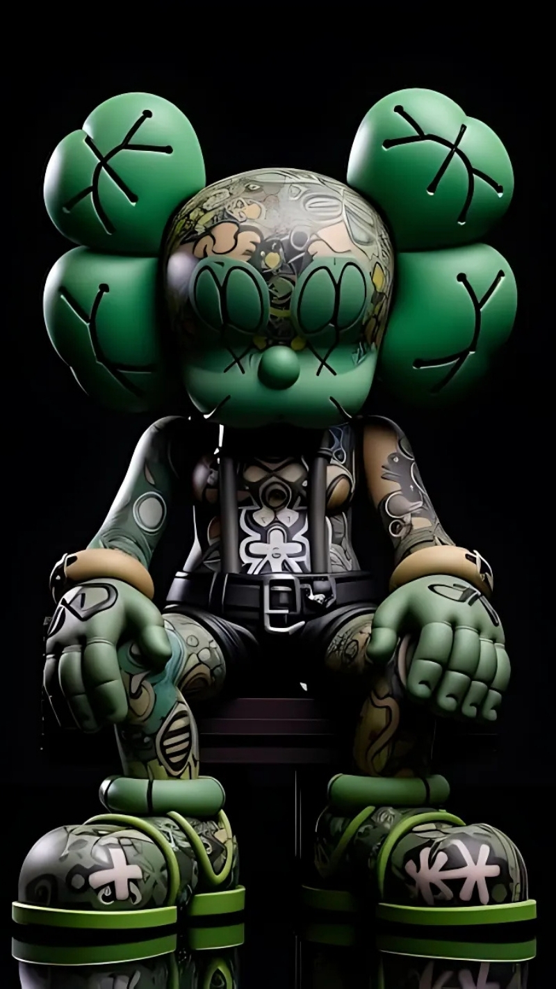 hình nền bearbrick 4k ánh sáng