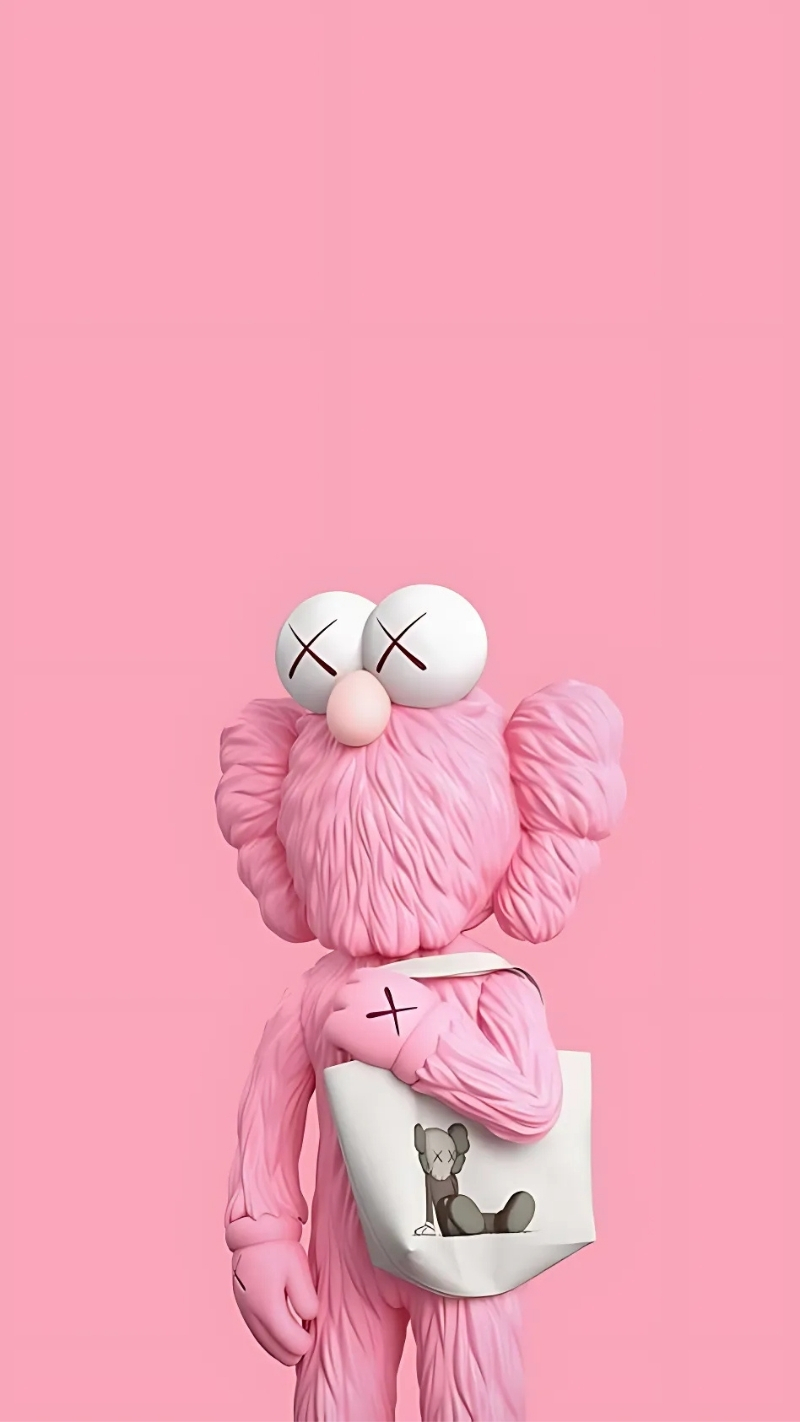 hình nền bearbrick màu hồng hoa lệ