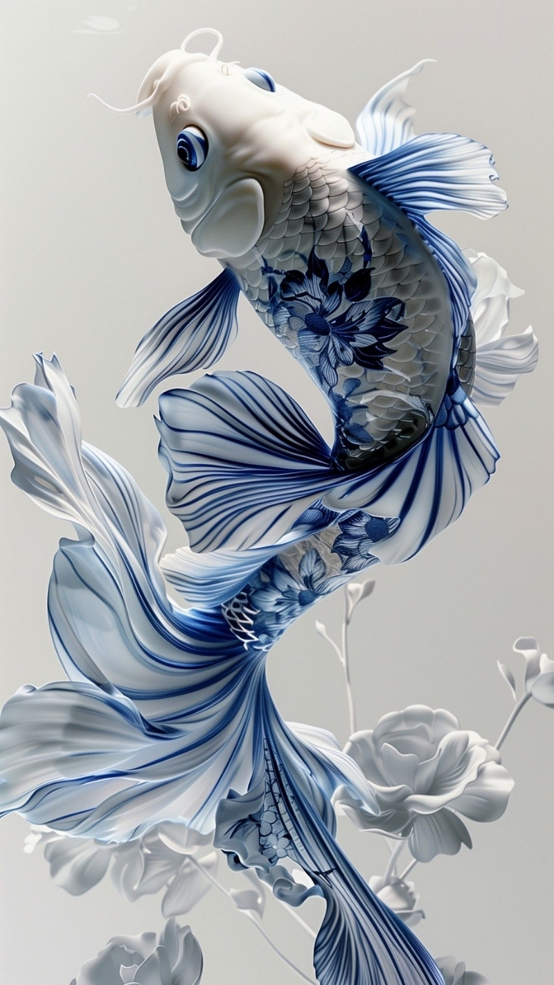 Ảnh nền cá 3D cute ngọt ngào