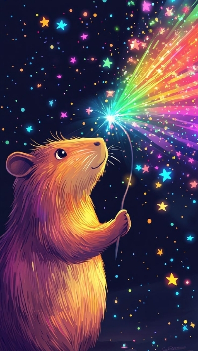 anh nen capybara nghe thuat vintage