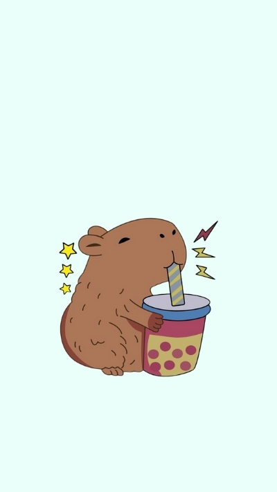 anh nen capybara uong tra sua dang yeu
