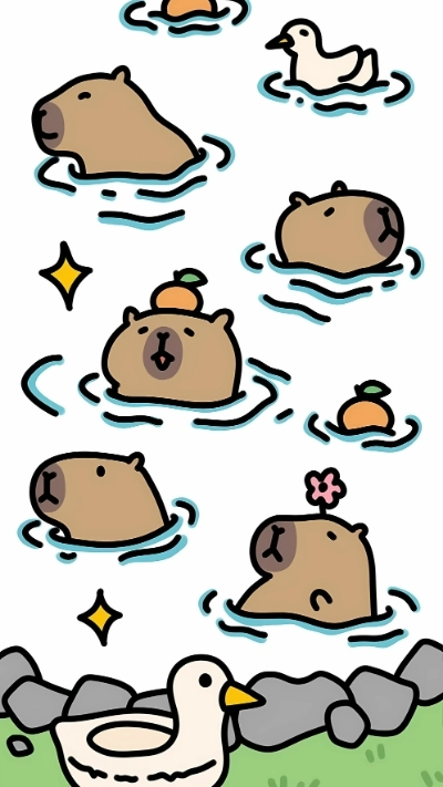 anh nen capybara va dong vat vit trang