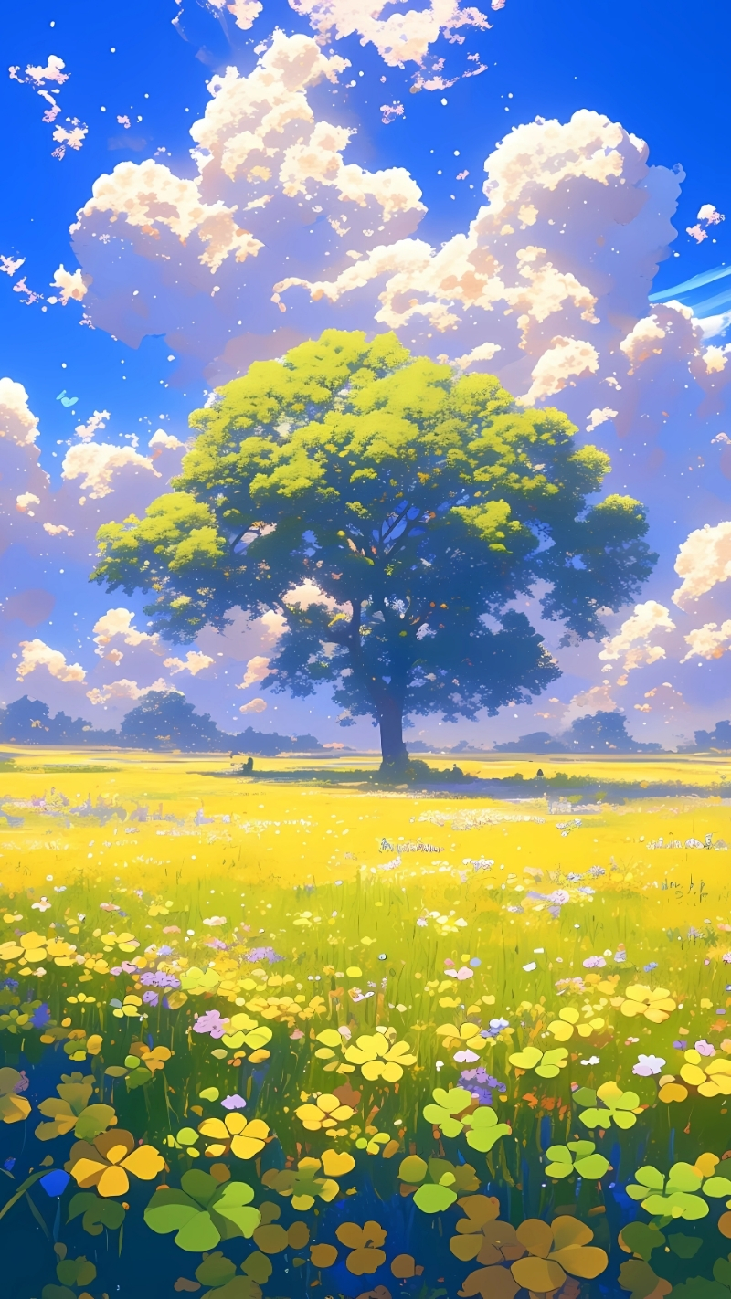 hình ảnh anime cây xanh lãng mạn
