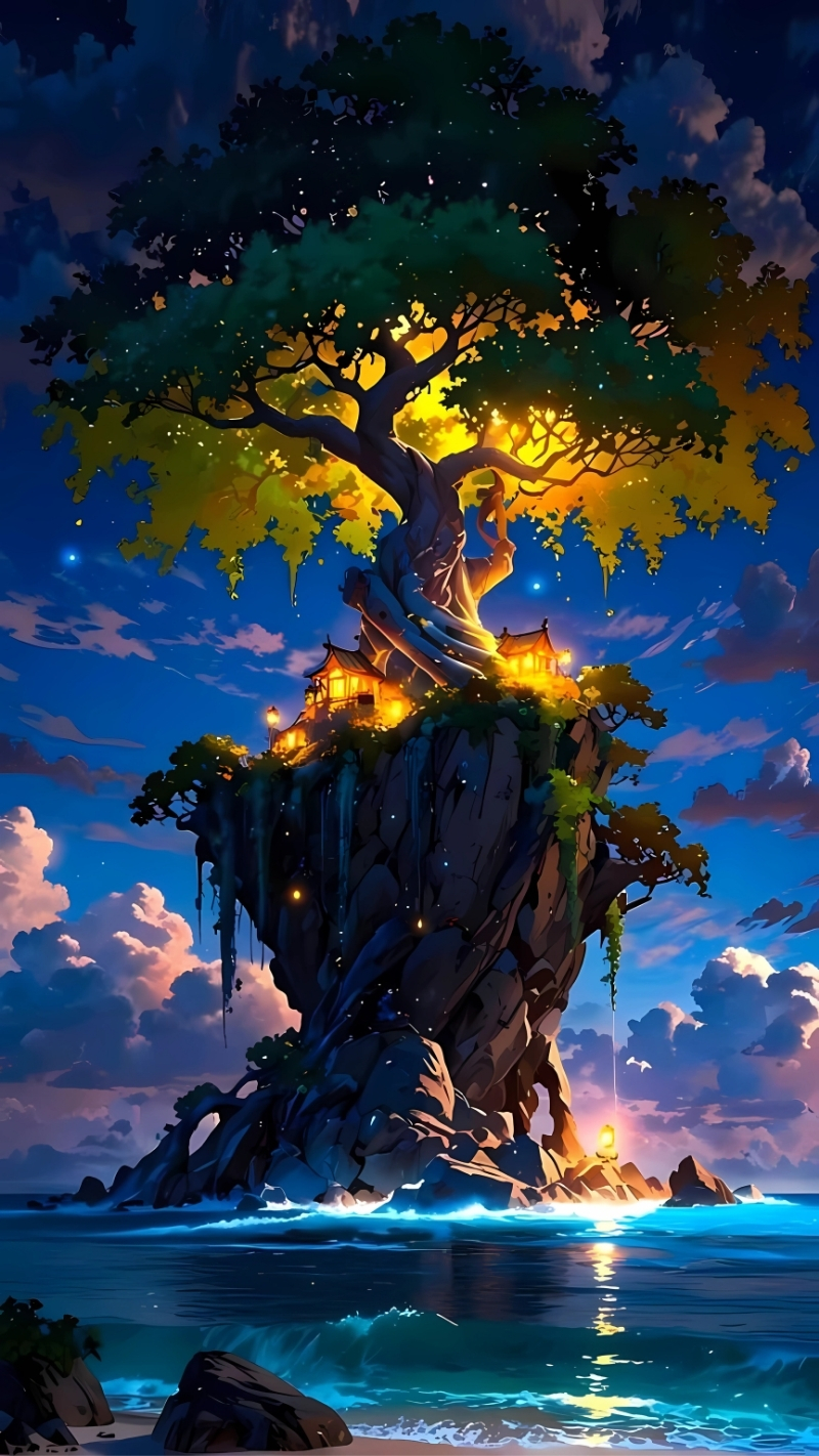hình ảnh cây xanh anime cho máy tính