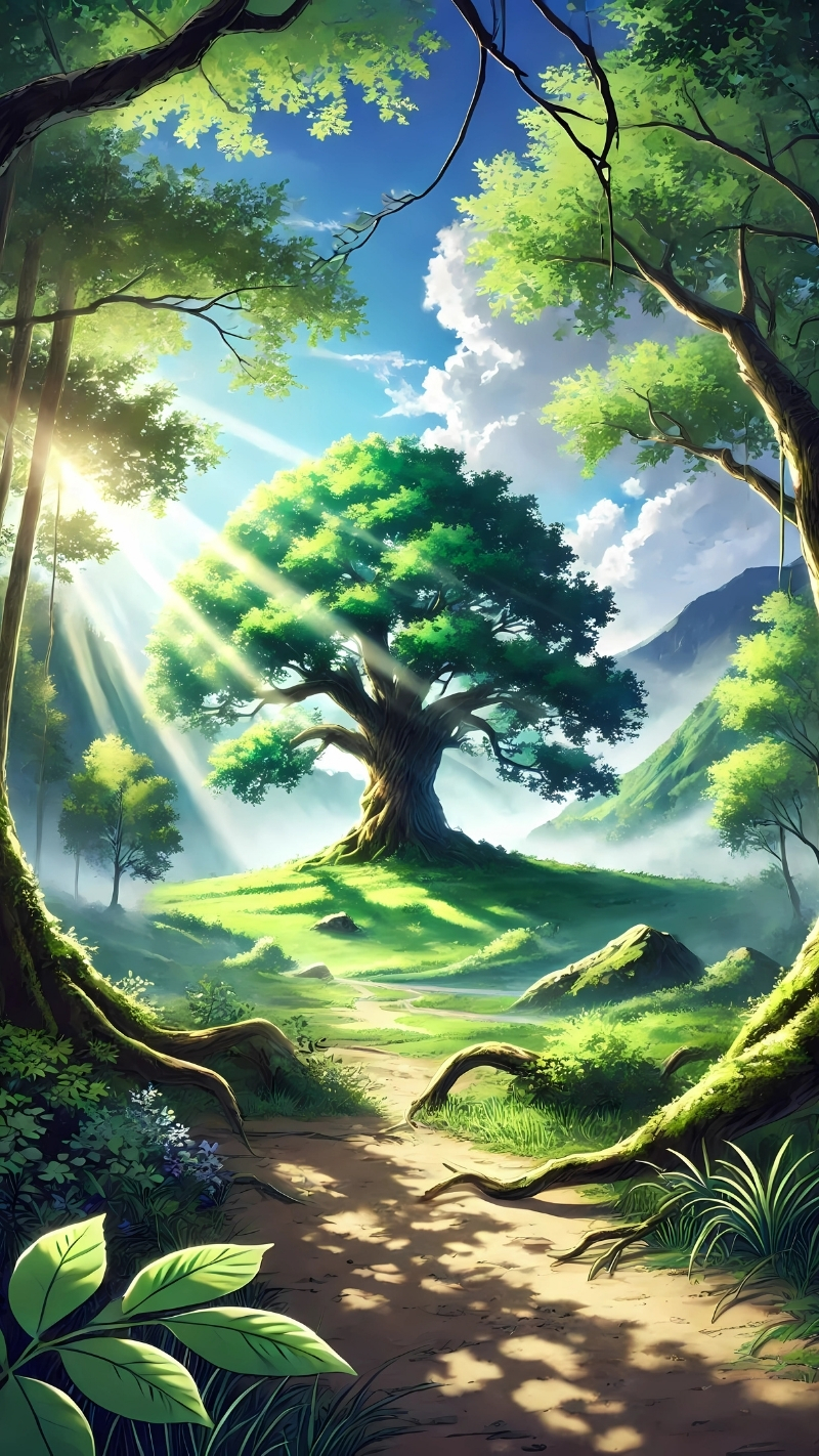 hình nền cây xanh anime 4k