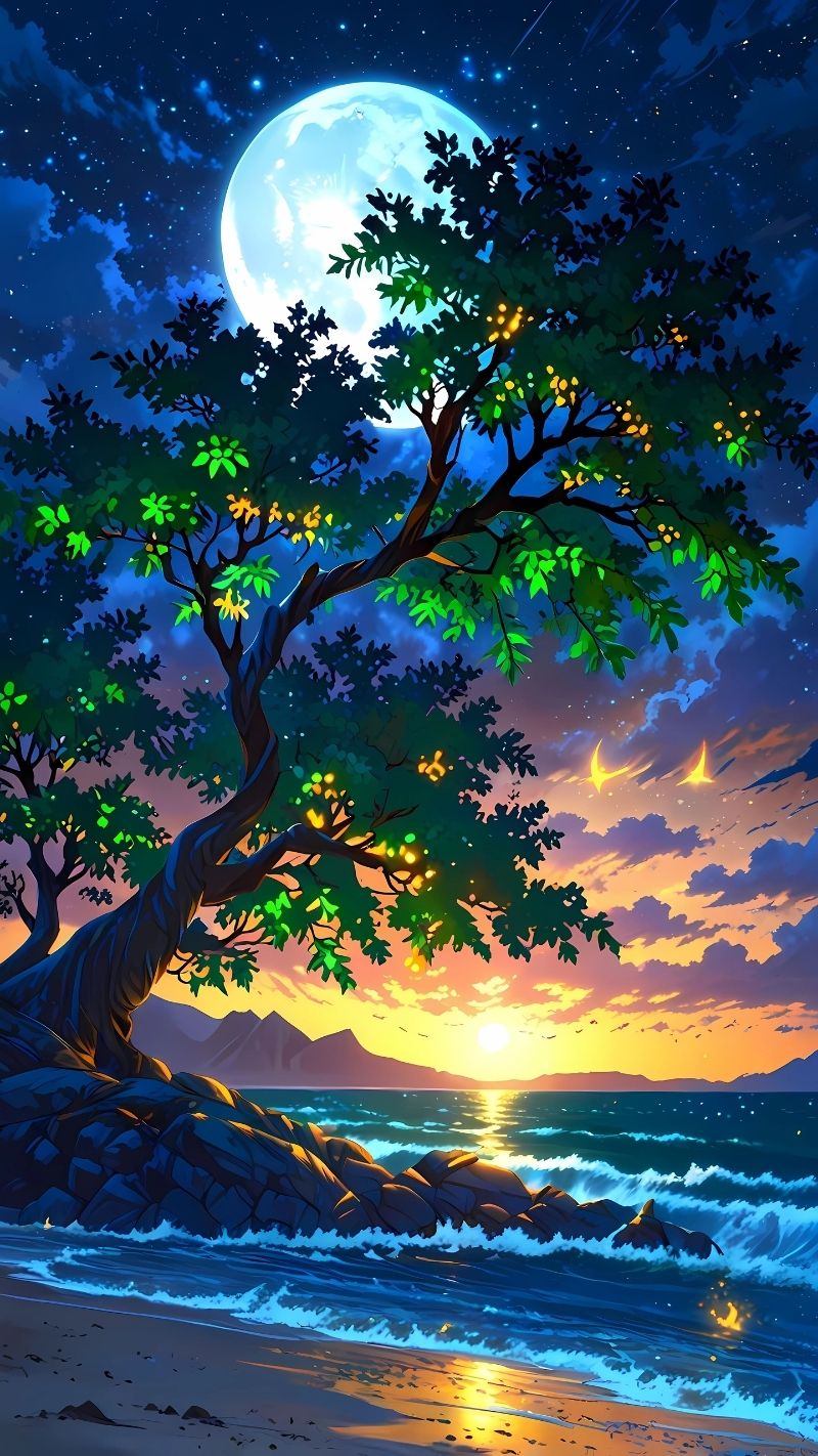 tải hình nền cây xanh anime full hd