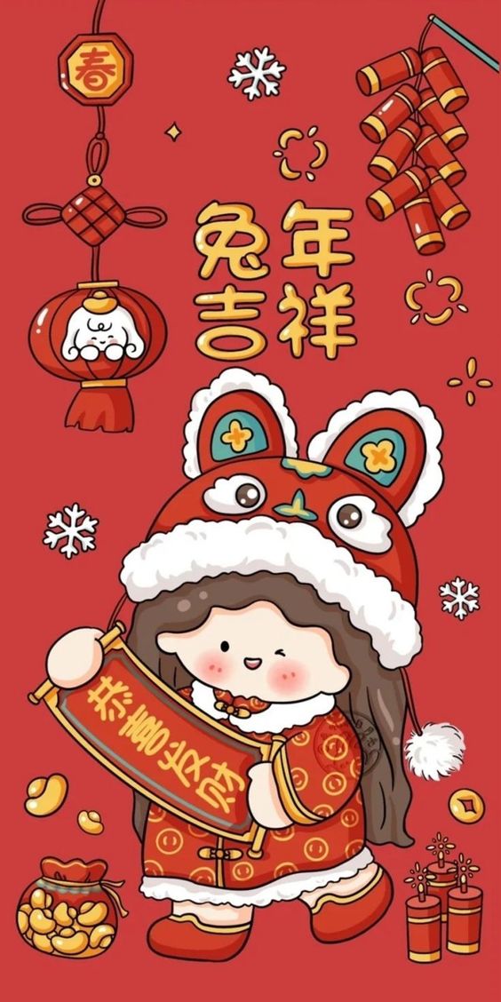 hình nền tết chibi