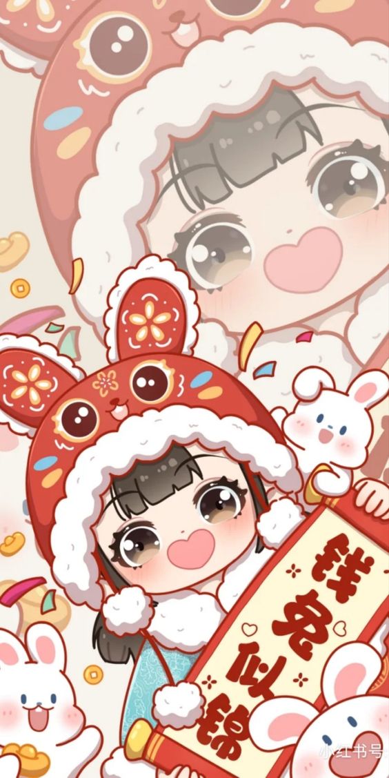 hình nền tết chibi