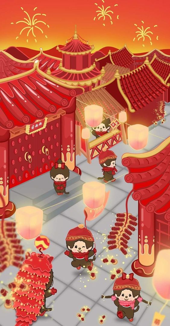 hình nền tết chibi