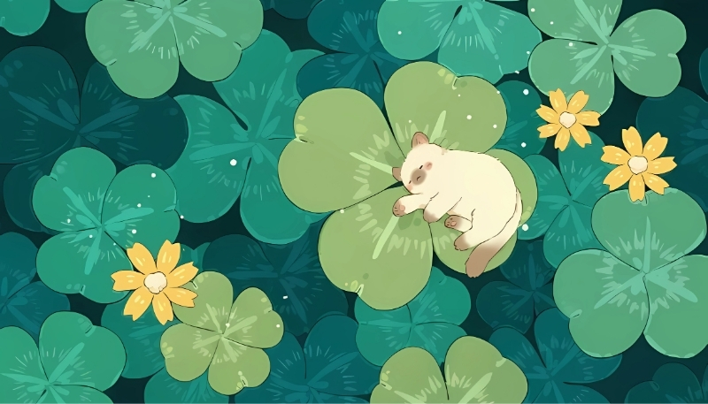 Hình nền cỏ 4 lá cute 4K