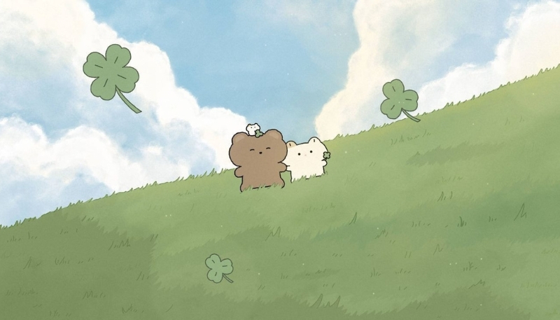 Hình nền cỏ 4 lá cute