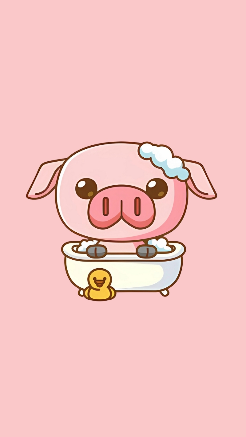 Hình nền con heo hồng chibi dành cho smartphone