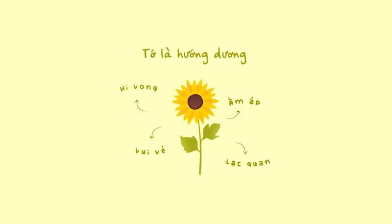 ảnh nền cute có chữ tớ là hoa hướng dương