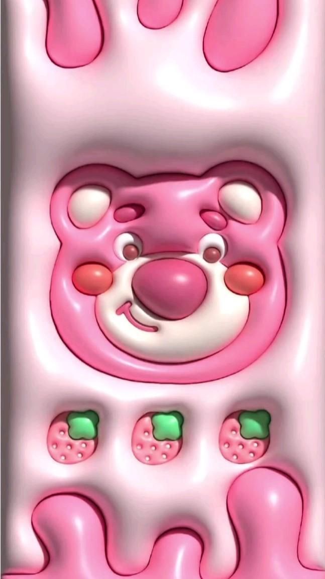 Hình nền gấu dâu cute 3D cho điện thoại