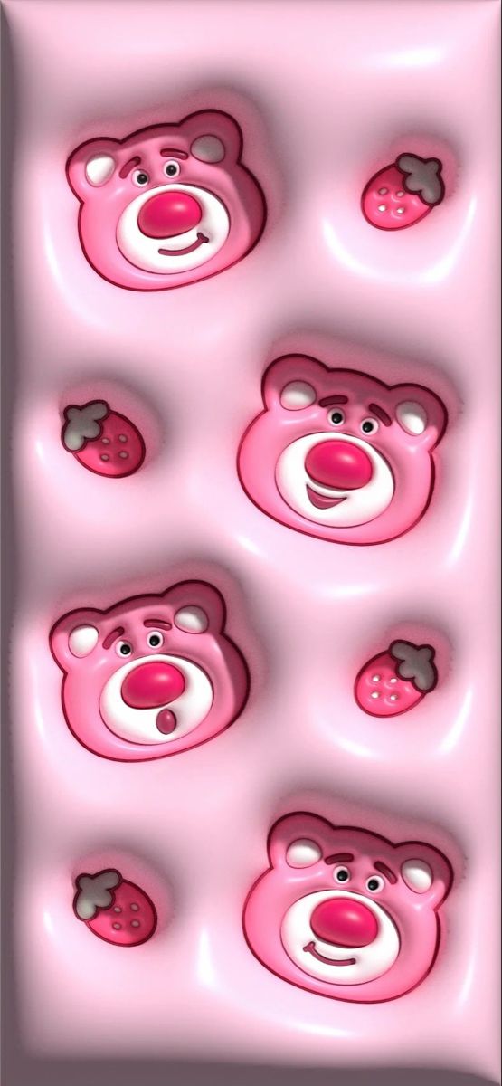 Hình nền gấu dâu cute 3D cho điện thoại