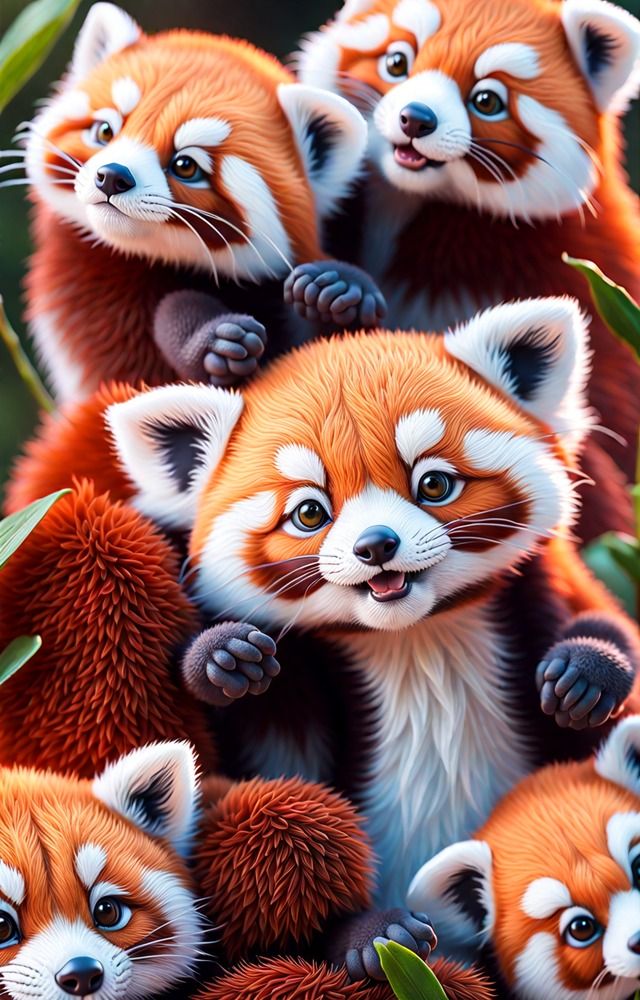 hình nền gấu trúc màu đỏ