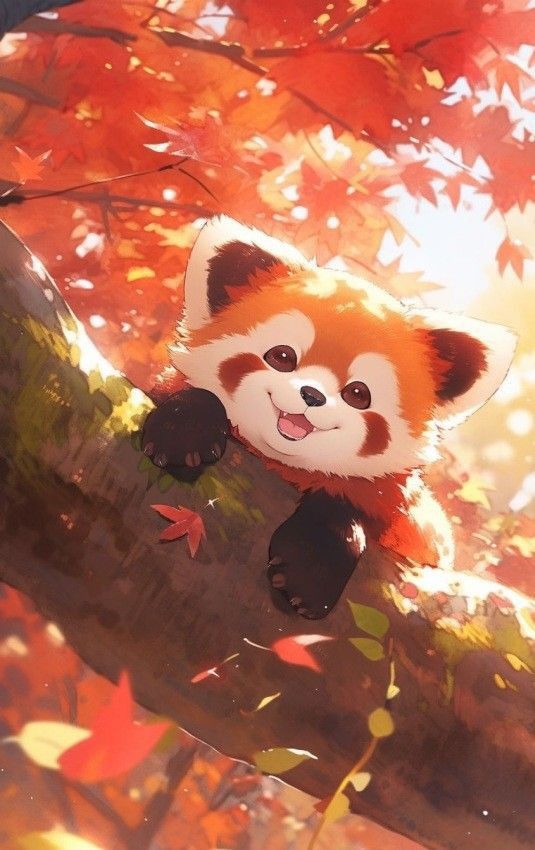 hình nền gấu trúc màu đỏ