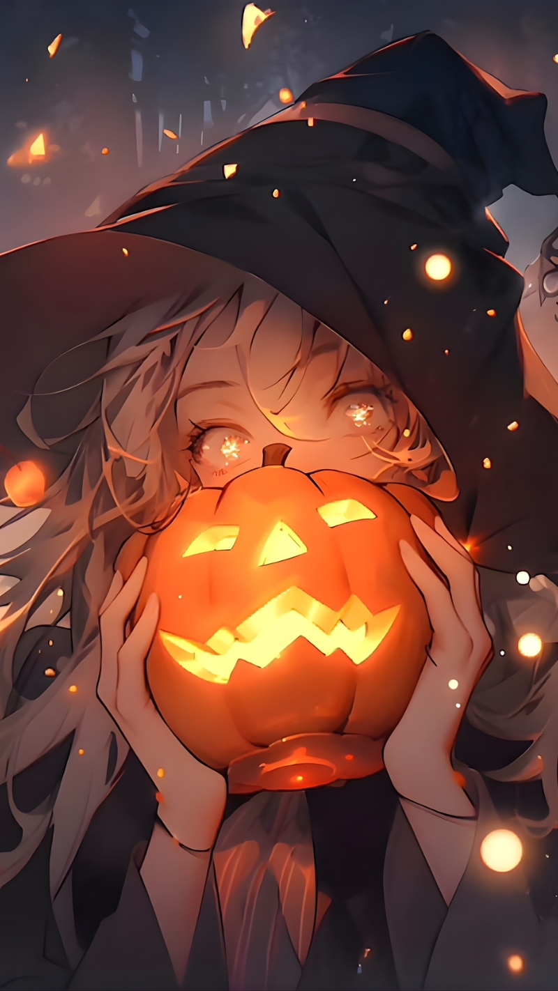 Ảnh Halloween Anime dễ thương, đáng yêu cho màn hình di động