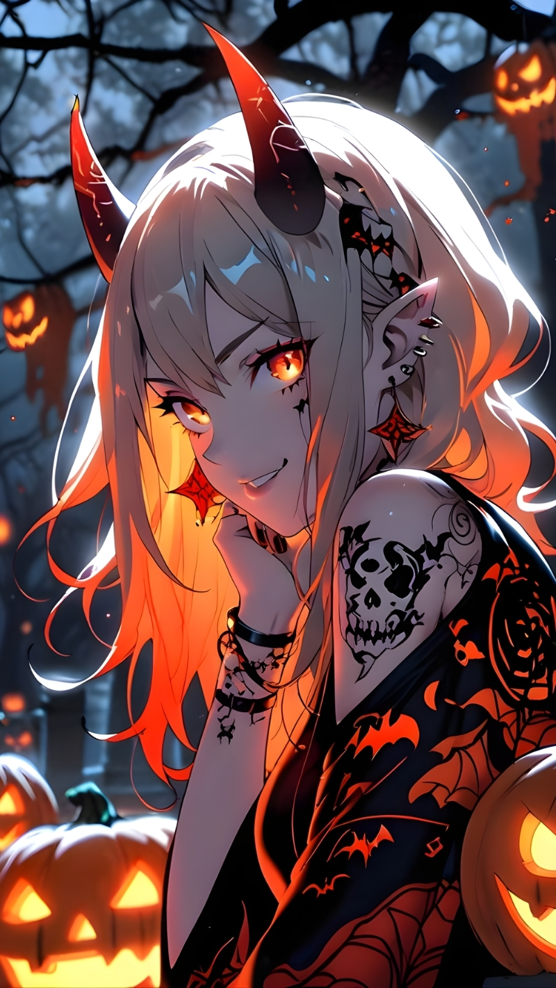 Hình ảnh Halloween Anime dễ thương cho điện thoại