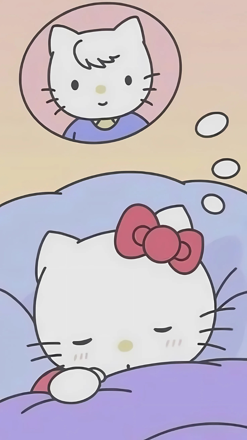 Hình nền điện thoại Hello Kitty cặp đôi đáng yêu