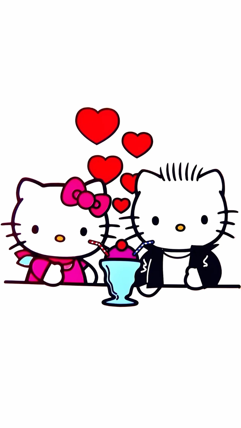 Hình nền điện thoại Hello Kitty cặp đôi