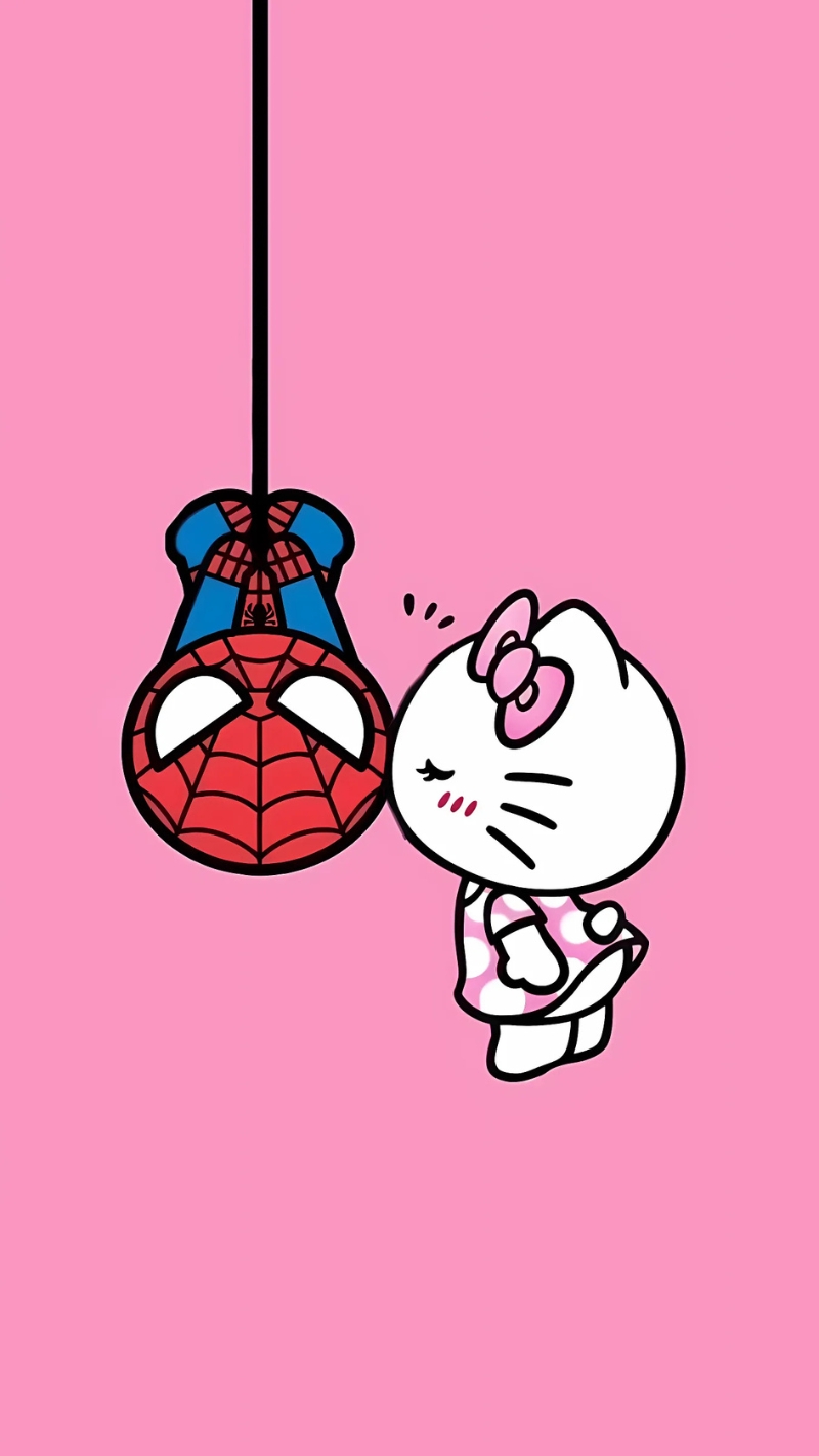 Hình nền điện thoại Hello Kitty và Người Nhện