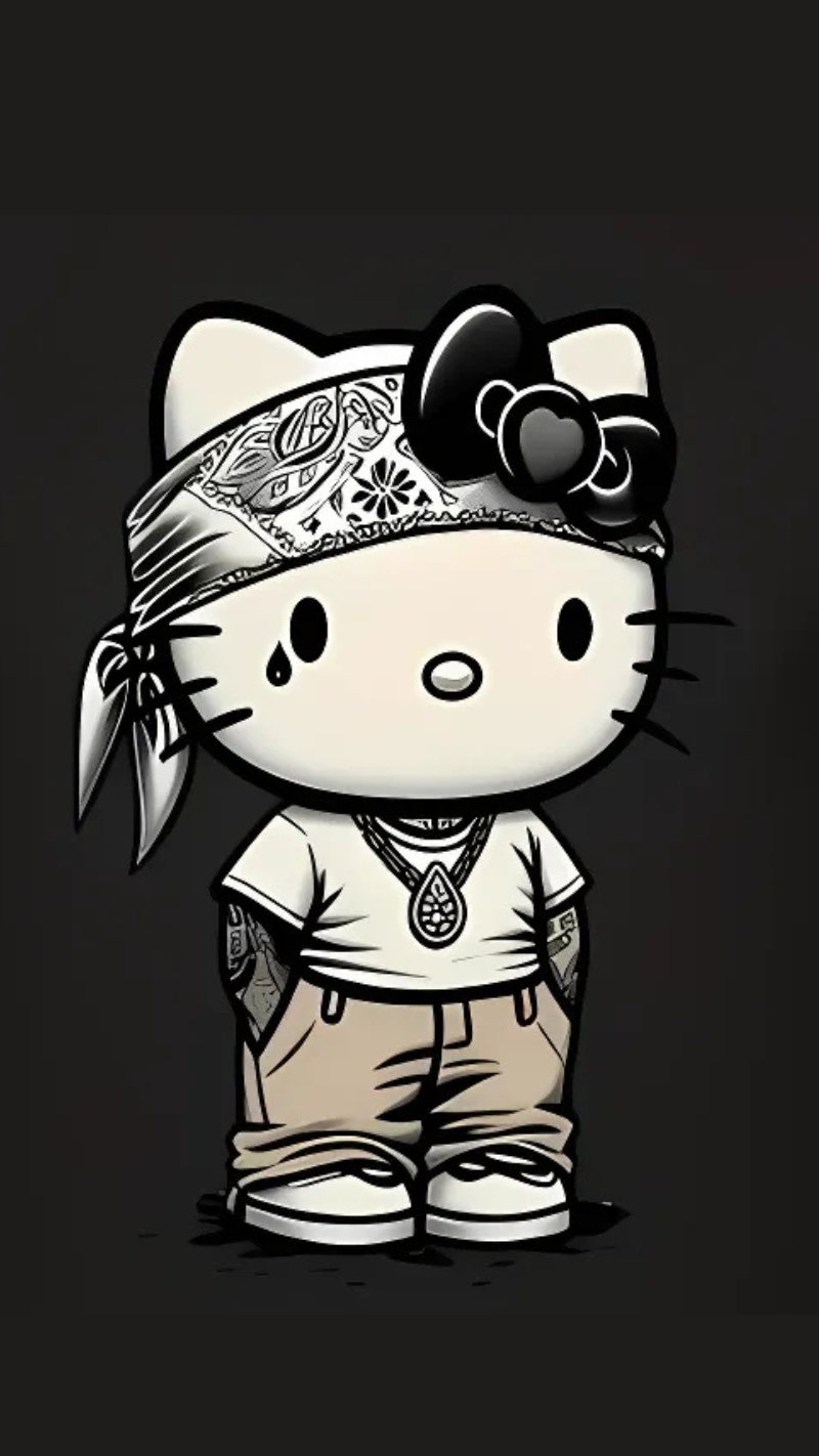 Hình nền Hello Kitty đen