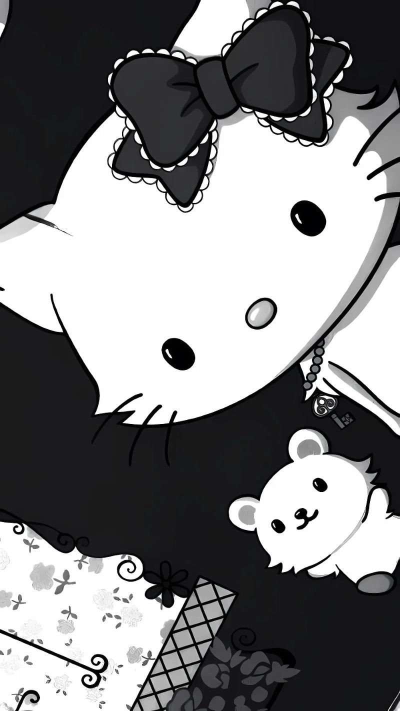 Hình nền Hello Kitty hồng đen
