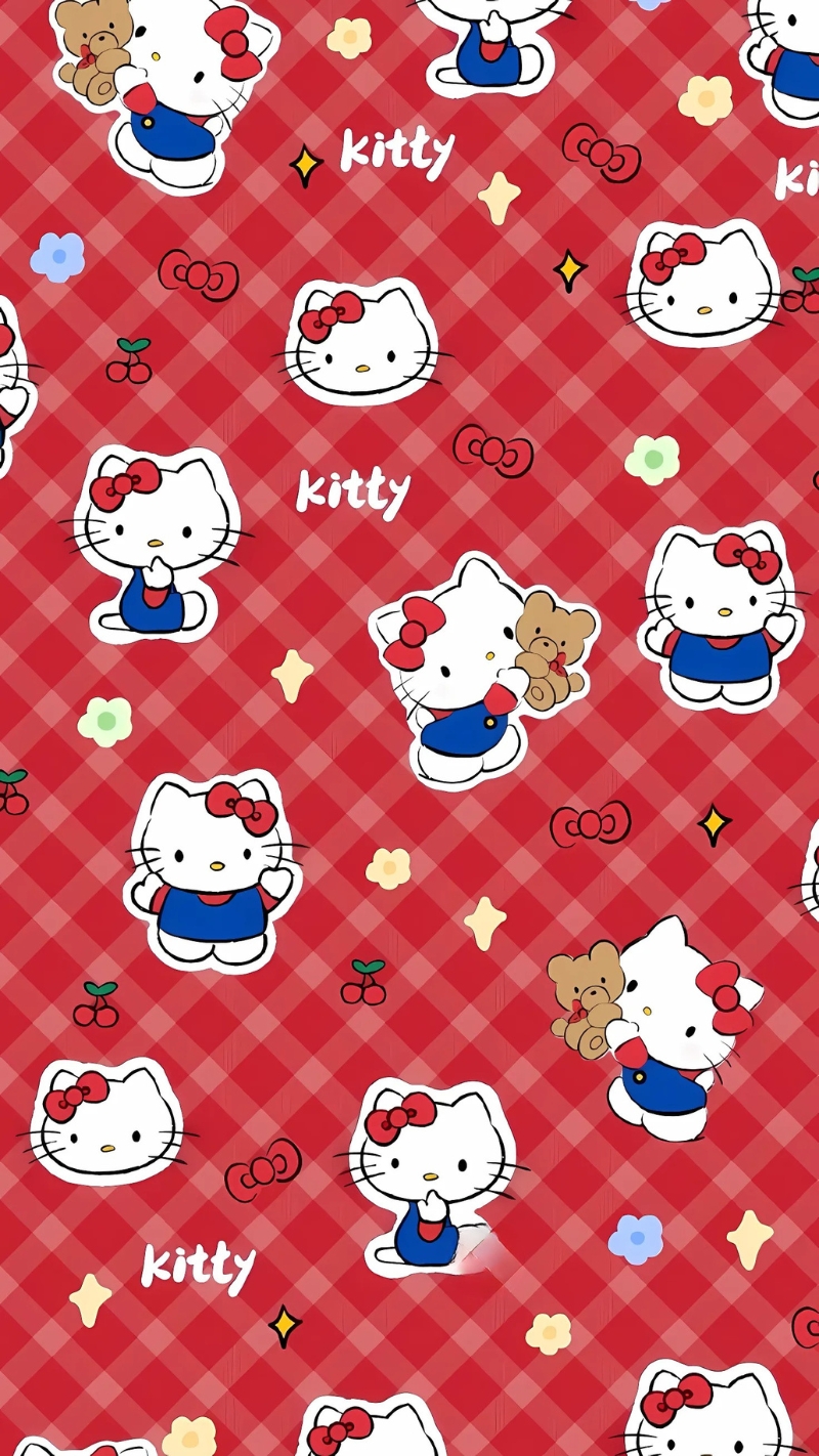 Hình nền Hello Kitty màu đỏ