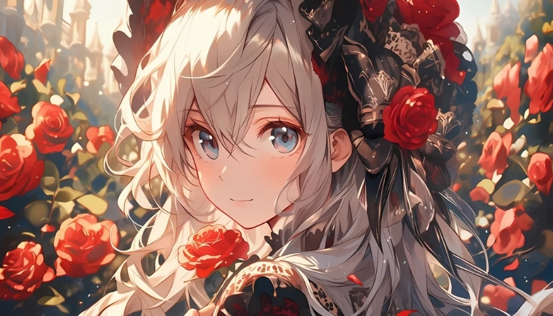 ảnh nền hoa hồng đỏ chibi dịu dàng