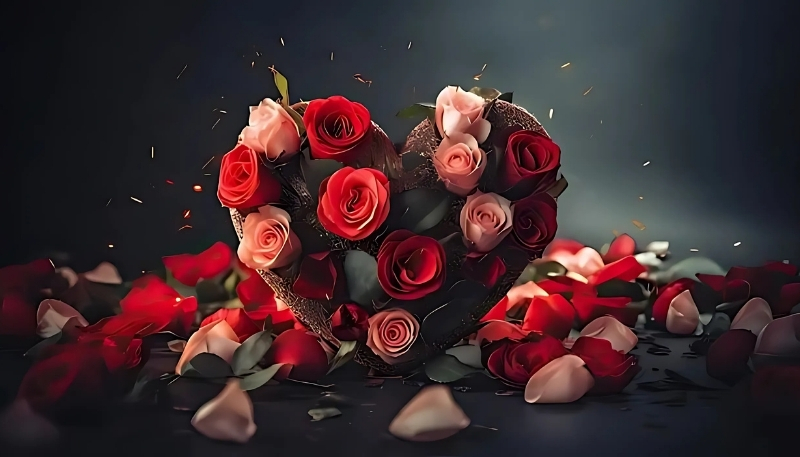 ảnh nền hoa hồng đỏ trái tim lãng mạn