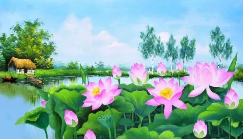 ảnh vẽ hoa sen đẹp