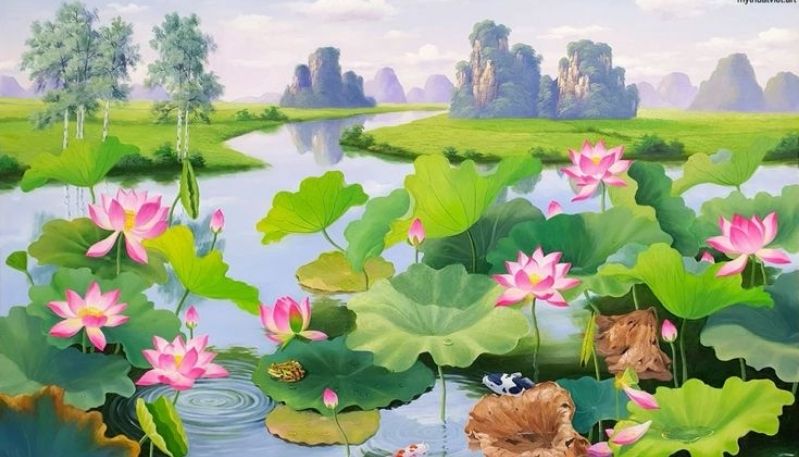 ảnh vẽ hoa sen đẹp