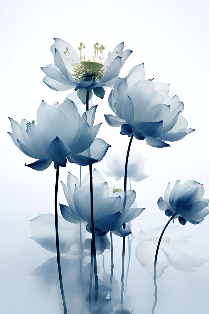 hình nền hoa sen màu xanh