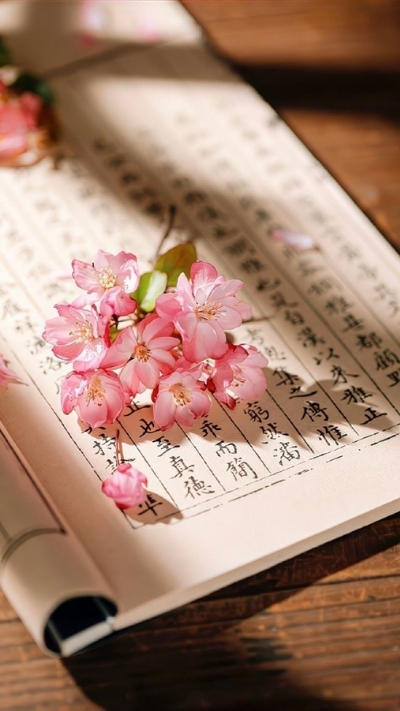 Hình nền hoa anh đào trên sách