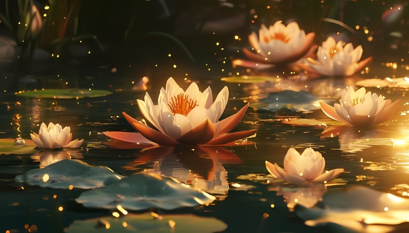 Hình nền hoa sen dưới ánh chiều