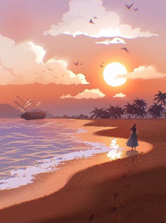 hình nền hoàng hôn anime