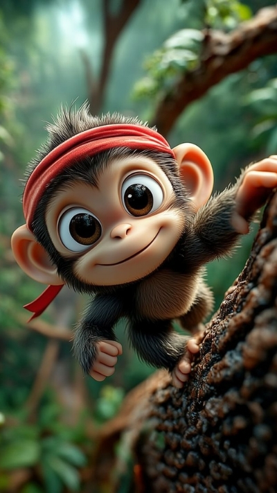 Ảnh nền khỉ 3D cute đáng yêu