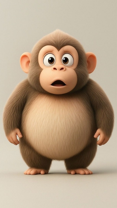 Ảnh nền khỉ 3D cute hoạt bát