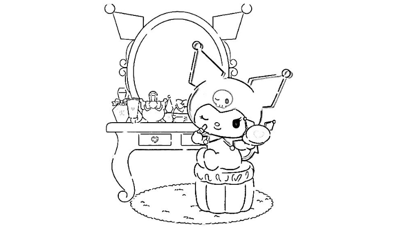 Ảnh nền kuromi không màu trang điểm