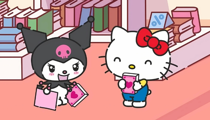 Hình kuromi và hello kitty trò chuyện