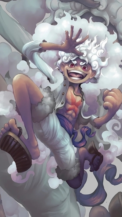 Wallpaper Luffy Gear 5 chibi cực ngầu