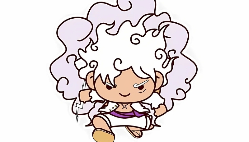 Hình ảnh Luffy Gear 5 chibi cute cho máy tính