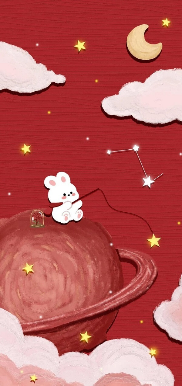 Hình nền màu đỏ cute, đáng yêu cho iPhone