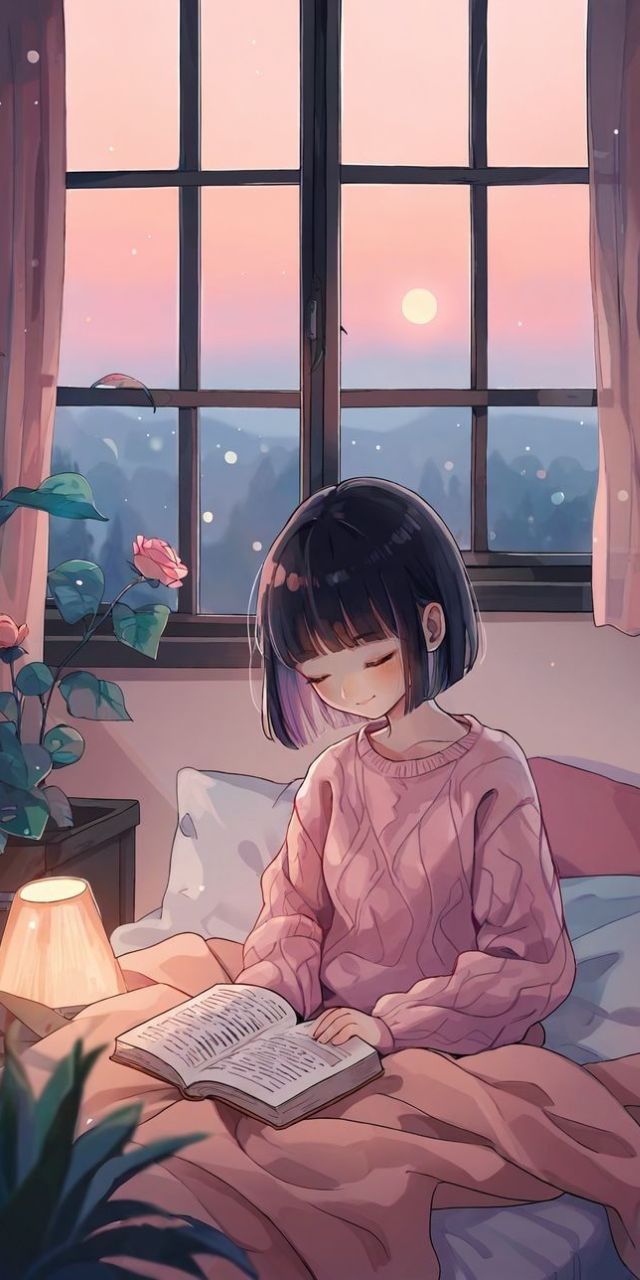 hình nền màu hồng anime chill