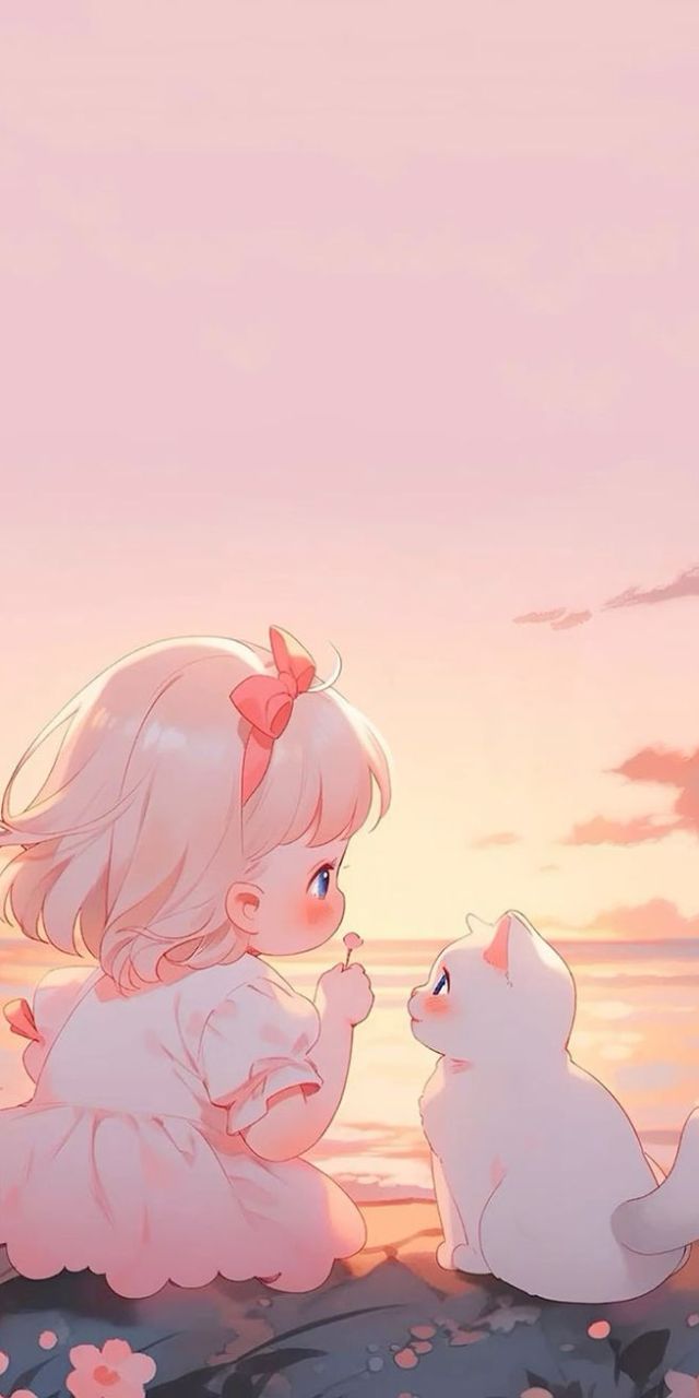 hình nền màu hồng anime chill